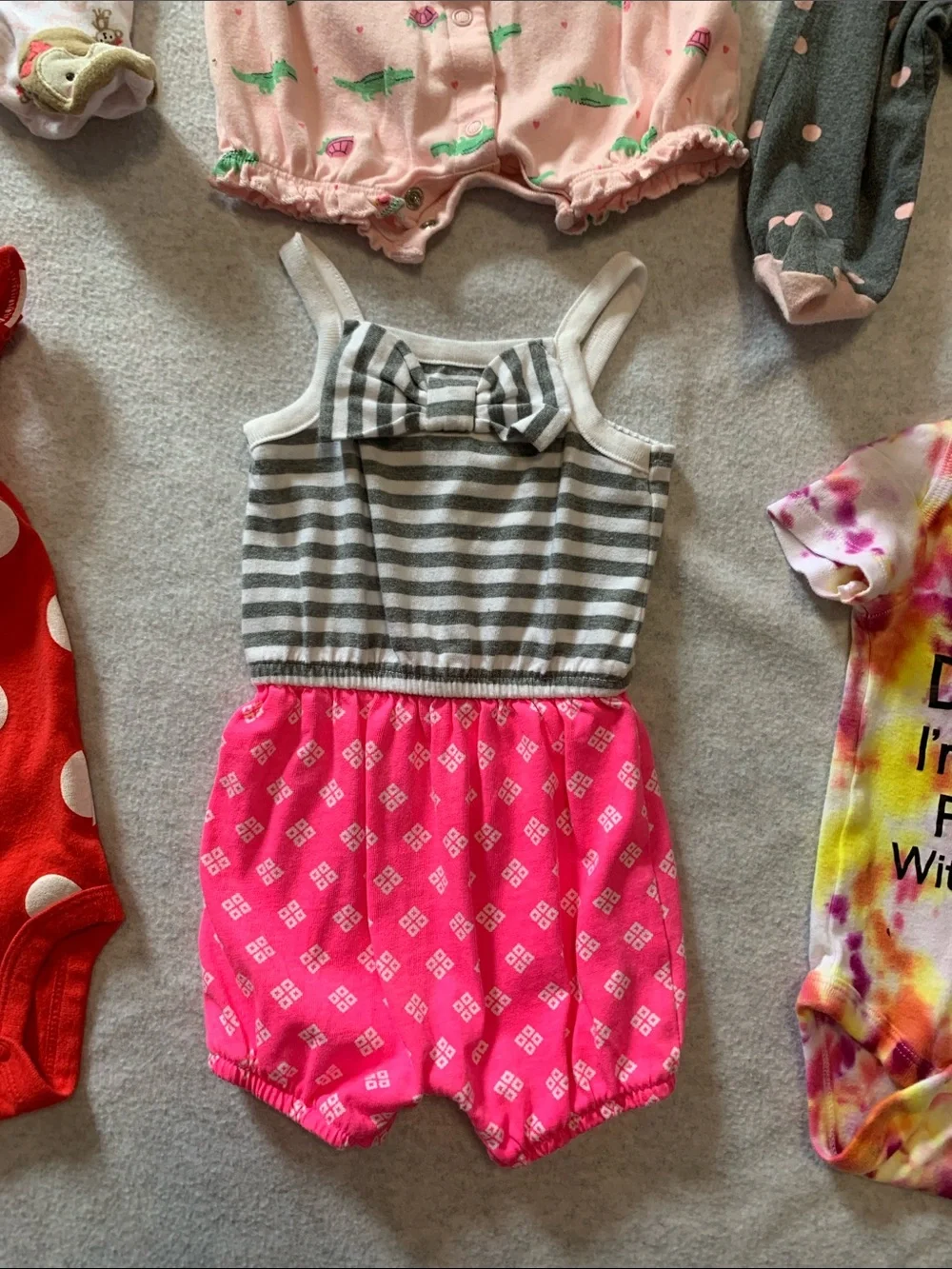 Carter's Baby Girls Mixed Pink, Gray, Red, White One-Piece Lot